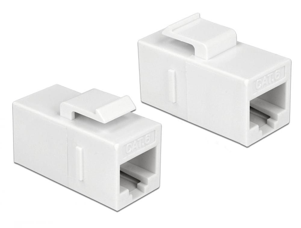 Delock Keystone Modul RJ45 Buchse > RJ45 Buchse Cat.6 UTP weiß Netzwerk-Adapter von Delock