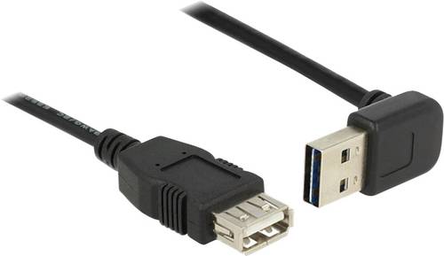 Delock USB-Kabel USB 2.0 USB-A Stecker, USB-A Buchse 1.00m Schwarz beidseitig verwendbarer Stecker, von Delock