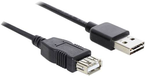 Delock USB-Kabel USB 2.0 USB-A Stecker, USB-A Buchse 1.00m Schwarz beidseitig verwendbarer Stecker, von Delock