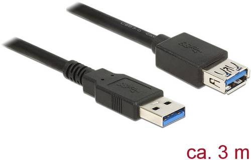 Delock USB-Kabel USB 3.2 Gen1 (USB 3.0 / USB 3.1 Gen1) USB-A Stecker, USB-A Buchse 3.00m Schwarz ver von Delock