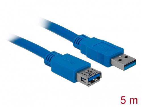 Delock USB-Kabel USB 3.2 Gen1 (USB 3.0 / USB 3.1 Gen1) USB-A Stecker, USB-A Buchse 5.00m Blau vergol von Delock