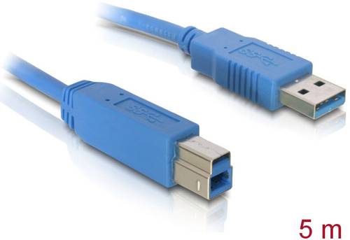 Delock USB-Kabel USB 3.2 Gen1 (USB 3.0 / USB 3.1 Gen1) USB-A Stecker, USB-B Stecker 5.00m Blau vergo von Delock