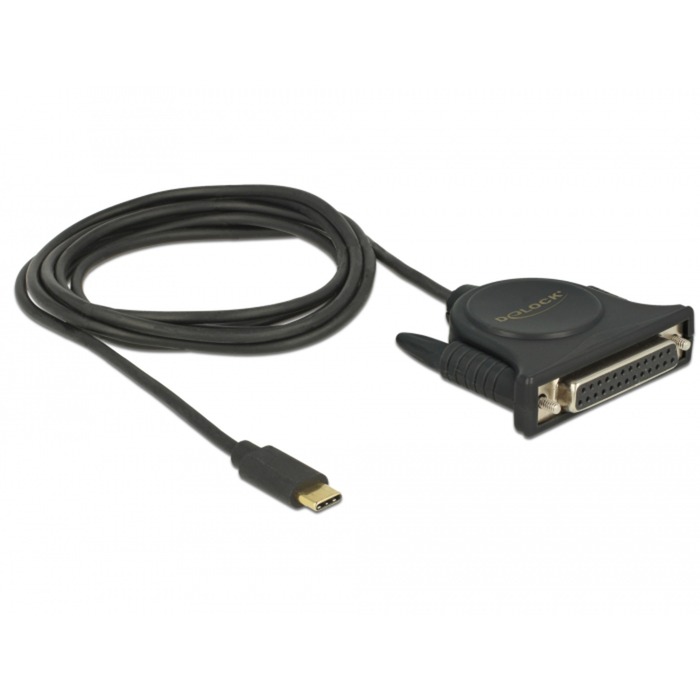 USB 2.0 Adapterkabel, USB-C Stecker > Parallel DB25 Buchse von Delock