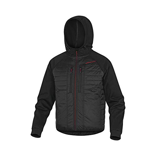 Delta Plus MOOVENRGT Zweikomponenten-Jacke aus Polyamid Ripstop mit Pu-Beschichtung und Polyester mit 2 Laminierten Schichten, Gesteppt, Schwarz/Rot, Größe L von Delta Plus