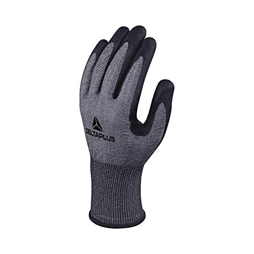 Delta Plus VECUTF02GR07 Xtrem Cut Feinstrickhandschuh, Nitrilschaum/Tpu Beschichtung auf Handfläche, 18Er Teilung, Marineblau/Schwarz, Größe 07 von Delta Plus