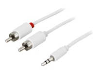 Deltaco MM-140B, 2 x RCA, Männlich, 3.5mm, Männlich, 2 m, Weiß von Deltaco