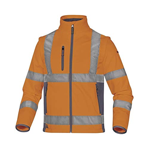 Deltaplus MOON2OG3X Jacke Aus "Softshell" Polyester / Elasthan Mit 3 Laminierte Schichten, Neonorange-Grau, Größe 3XL von Deltaplus