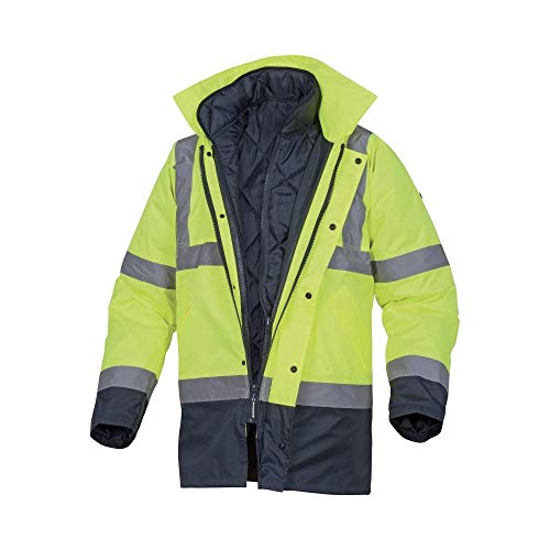 Deltaplus RUNWAJMTM 3-In-1 Hv-Parka Aus Oxford-Polyester Mit Pu-Beschichtung, Neongelb-Marineblau, Größe M von Deltaplus