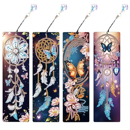 4Pcs Lesezeichen DIY 5D Diamond Painting Lesezeichen Malerei Stickerei Kreuzstich Seiten Markierung Weihnachten Geburtstag Geschenk (66) von Demiawaking