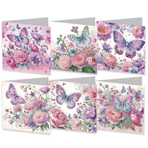 6Pcs DIY 5D Diamond Painting Grußkarte, Diamant Malerei Karten Geburtstag Karte Weihnachtskarte, Diamant Painting Geschenkkarte Geschenk (U) von Demiawaking