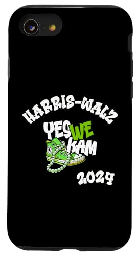 Hülle für iPhone SE (2020) / 7 / 8 Kamala Harris Tim Walz Wahl 2024 Yes We Kam Grün Weiß von Democratic Dreams Harris Walz Election 2024