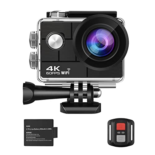 Denash 4K/60FPS Action-Kamera mit 24 MP Fotos, WiFi-Funktion, Weitwinkel, 30 Meter Wasserdichtes Gehäuse und Fernbedienung, für Outdoor-Sportarten, Tauchen, Surfen von Denash