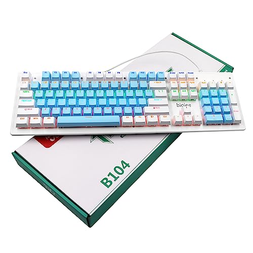 Denash Mechanische Gaming-Tastatur mit 104 Tasten, Regenbogen-Hintergrundbeleuchtung, FN-Tastenkombinationen, K104-Tastatur, Farbschalter. USB-Kabeltastatur für/Mac (Roter Schalter) von Denash