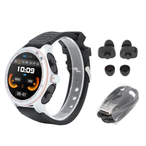 Denash Smartwatch, NFC-Smartwatch mit Ohrhörern, 1,53-Zoll-HD-Bildschirm, Outdoor-Fitness-Smartwatch, Nahtlose Kabellose Ohrhörer, Multi-Sportmodus für von Denash