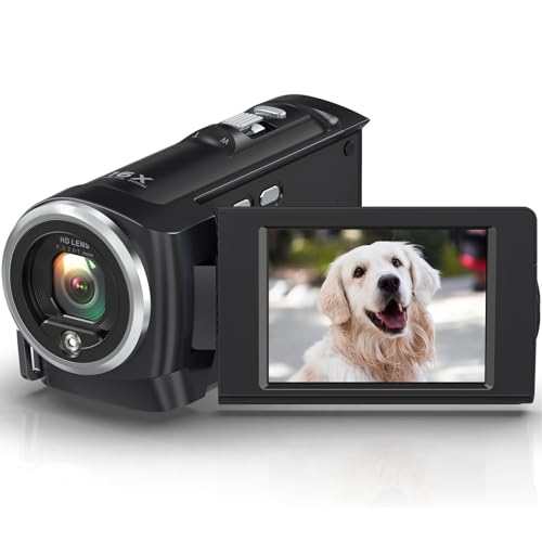 Denash Videokamera-Camcorder, 2,7K 50 MP Digitalkamera-Recorder, 16-facher Digitalzoom, 270-Grad-Drehung, LCD-Kamera, Unterstützt Bis zu 128 GB (64GB) von Denash