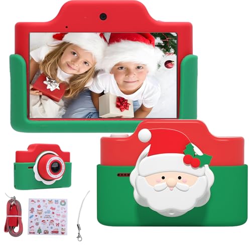 Denash Weihnachts-Kinderkamera, 1080P-Weihnachtsmann-Digitalkamera mit 3,0-Zoll-IPS-Touchscreen, Dual-48-MP-Kleinkindkamera Vorne und Hinten, Jungen und Mädchen von Denash