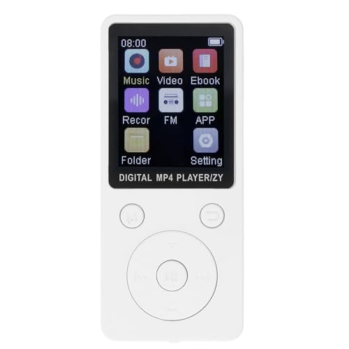 MP3-Player mit Bluetooth, HiFi-Sound, 1,8-Zoll-Bildschirm, Tragbarer Musik-Player mit Kopfhörern, Rauschunterdrückung, MP4-MP3-Player, Erweitert auf Bis zu 128 GB (White) von Denash