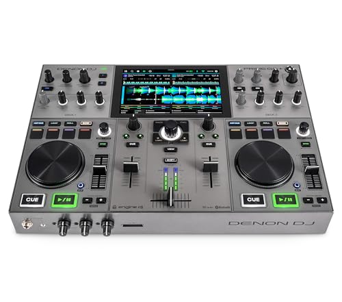 Denon DJ PRIME GO+, tragbarer DJ Controller und Mischer, 2 Pult, WLAN-Streaming, Bluetooth, Lichtsteuerung, 7-Zoll Touchscreen und Akkubatterie von Denon DJ