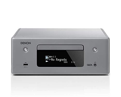 Denon RCD N10 Kompaktanlage, HiFi Verstärker, CD Player, Internetradio, Musikstreaming, HEOS Multiroom, Bluetoothund WLAN, AirPlay 2, Alexa Kompatibel, 2 Optische TV Eingänge, Ohne Lautsprecher, Grau von Denon