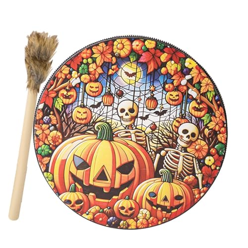 Deojtga Shaman Hand Drum | Native Instruments Hand Drum - Halloween Drum 10 Zoll Schamanische Trommeln Klangheiler Schamane Werkzeuge Geist Halloween Dekorationen von Deojtga