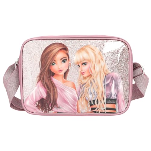 Depesche 12528 TOPModel Glitter Queen - Umhängetasche in Rosa, Tasche mit Reißverschluss und längenverstellbarem Tragegurt von Depesche