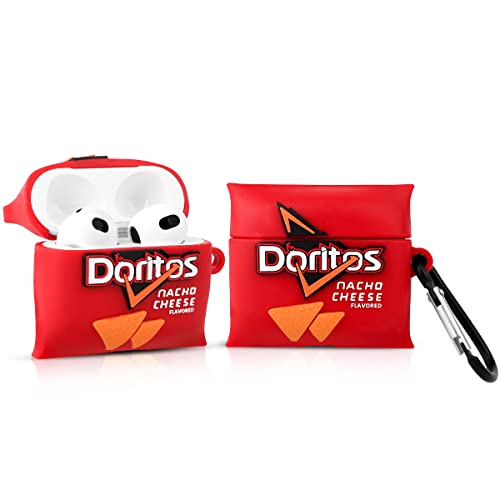 Derhom Airpods 3 Schutzhülle aus Silikon, lustig, niedlich, modisch, weich, Comic-Motiv, kompatibel mit Apple Airpods 3, mit Schlüsselanhänger [Snack-Serie] (Doritos) von Derhom