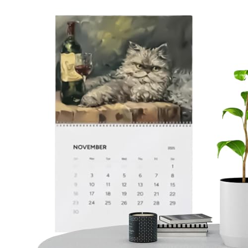 Derwrtup Wandkalender,Katzenkalender - Kreativer Planer mit Katzengemälden zum Aufhängen | 12-Monats-Terminplaner, Heimdekoration, lustiger Tierkalender für Zuhause, Business, Schule von Derwrtup