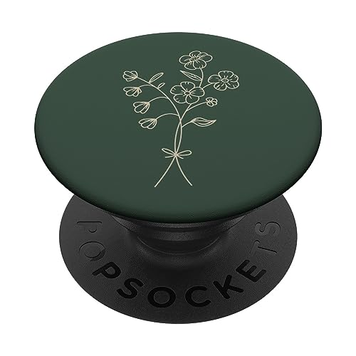 Beige Dunkelgrün Blumen Wildblumen PopSockets mit austauschbarem PopGrip von Designs for Girls