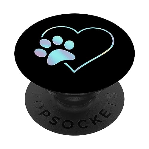 Regenbogen Pfote Herz Hund Katze Schwarz PopSockets mit austauschbarem PopGrip von Designs for Girls