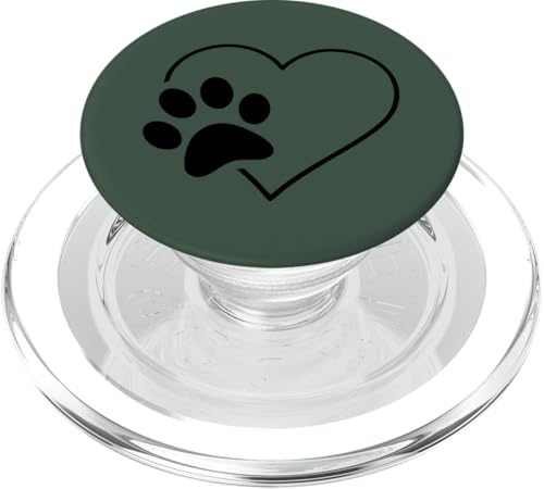 Schwarz Pfote Herz Hund Katze Dunkelgrün PopSockets PopGrip für MagSafe von Designs for Girls