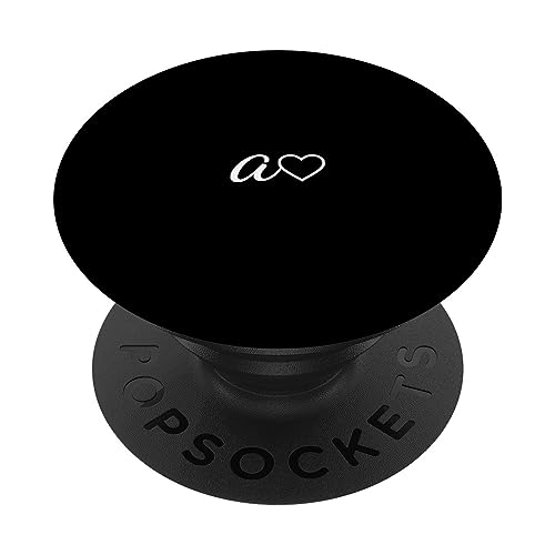 Weiß Anfangsbuchstabe A Herz Minimalistisch Schwarz PopSockets mit austauschbarem PopGrip von Designs for Girls