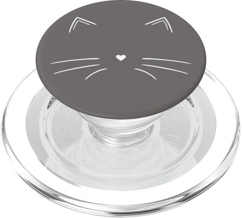 Weiß Katzengesicht Katze Grau PopSockets PopGrip für MagSafe von Designs for Girls