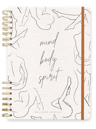 DesignWorks Ink Mind Body Spirit Spirale Achtsamkeits-Notizbuch geführtes Dankbarkeits- und Wellness-Tagebuch undatierter Tagesplaner mit Selbstpflege- und Aktivitätsansagen und Aufklebern, 19 x 26 cm von Designworks Ink