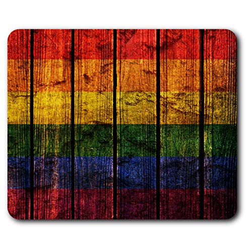 Destination Vinyl Ltd Bequemes Mauspad – Gay Pride Flagge Holz 23,5 x 19,6 cm (9,3 x 7,7 Zoll) für Computer & Laptop, Büro, rutschfeste Unterseite – RM14354 von Destination Vinyl Ltd