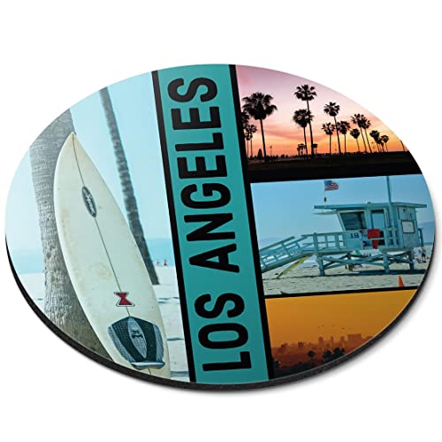 Destination Vinyl Ltd Los Angeles America USA Surf Flexible Runde 5 mm Gummi Mauspad Pad Büro Zuhause Neuheit Bedruckt Schreibtisch Accessoire #63186 von Destination Vinyl Ltd