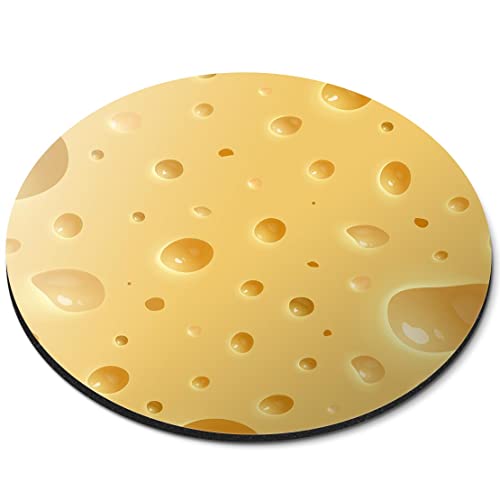 Destination Vinyl Ltd Tasty Schweizer Käse-Effekt, flexibel, rund, 5 mm, Gummi-Mauspad, Büro, Zuhause, bedruckt, Schreibtisch-Accessoire #53469 von Destination Vinyl Ltd