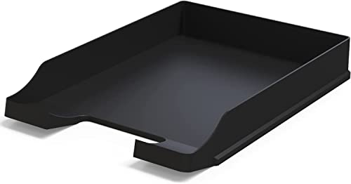 Detectalia Dokumentenablagen Schwarz A4 - Stapelbarer Schreibtisch-Organisator - Kunststoff-Büroablage - Papierhalter - Postkörbe - 35x25x5,2 cm von Detectalia