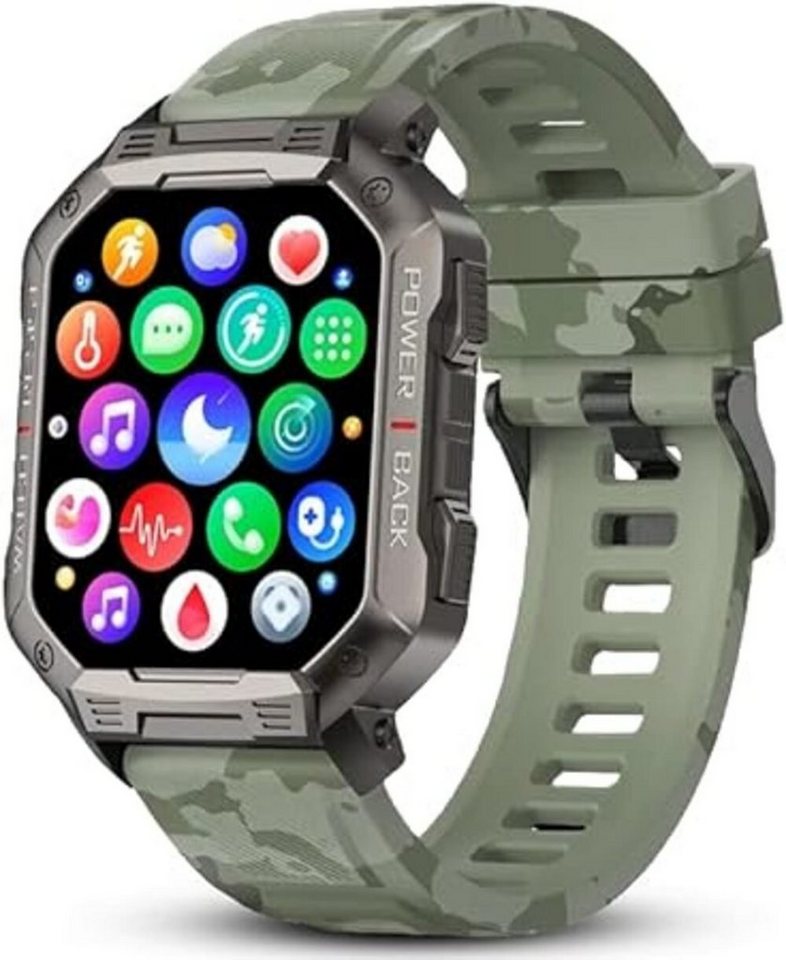 Deunis Smartwatch (1,83 Zoll, Android iOS), Herren Sportuhr mit Telefonfunktion Schlafmonitor Schrittzähler von Deunis