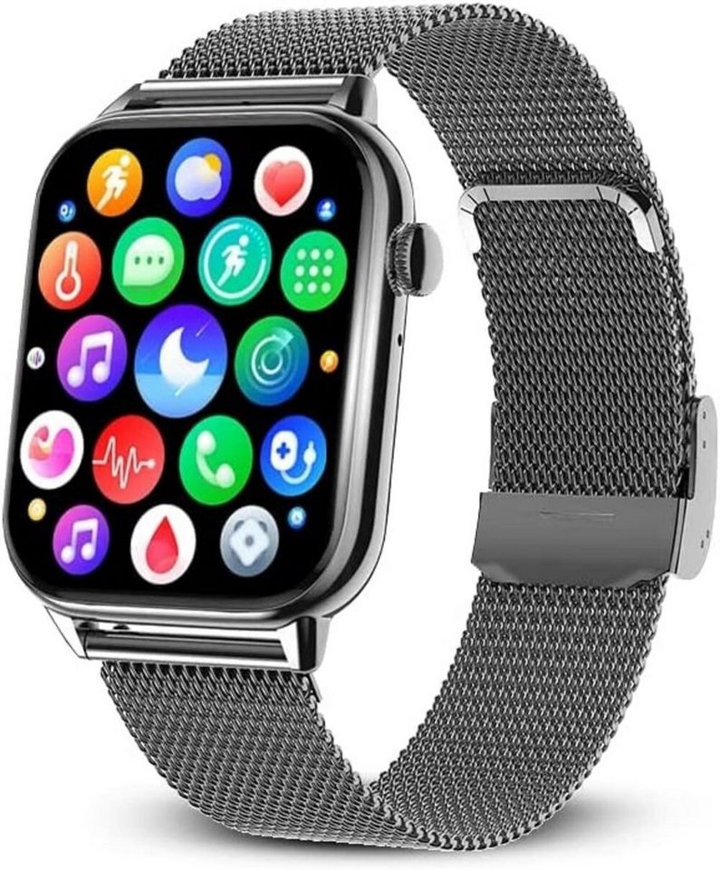 Deunis Smartwatch (1,9 Zoll, Android iOS), Fitnessuhr mit Telefonfunktion Schlafmonitor Fitnessuhr Sportuhr von Deunis