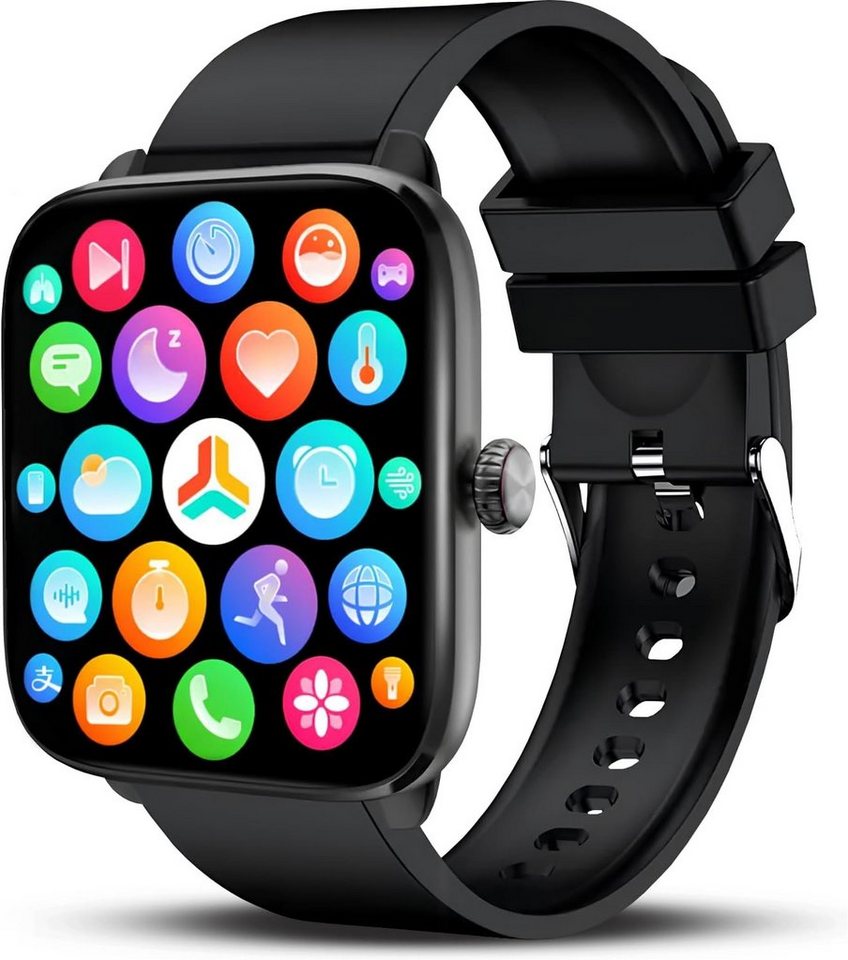 Deunis Smartwatch (1,96 Zoll, Android iOS), mit Telefonfunktion Fitness Tracker, Schlafmonitor, Schrittzähler Uhr von Deunis