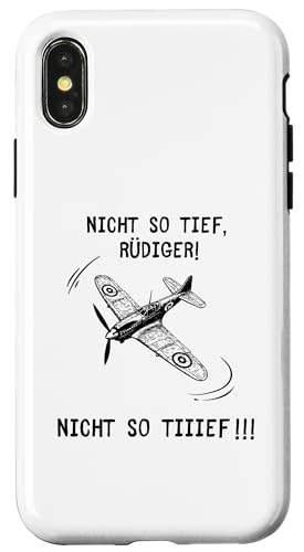 Hülle für iPhone X/XS Nicht so Tief Rüdiger! Modellflugzeug Deutsches Meme Weißes von Deutsche Meme Designs by Corez