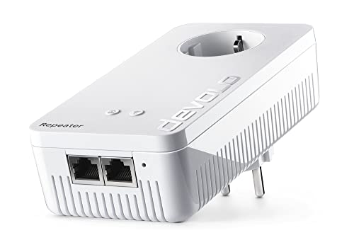 Devolo 8705 WiFi Repeater+ AC - Dual-WLAN-Verstärker mit Steckdose (kompatibel mit allen Routern, 1200 Mbit/s, 2 x LAN-Ports, Ap-Modus, Zugangspunkt), Weiß von Devolo