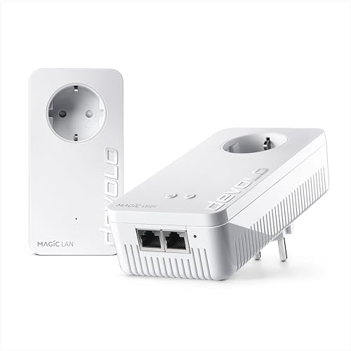 devolo Magic 2 WiFi 6 Starter Kit, WLAN Powerline Adapter -bis zu 2.400 Mbit/s, Mesh WLAN Steckdose, 2X Gigabit LAN, Access Point, dLAN 2.0, weiß von Devolo