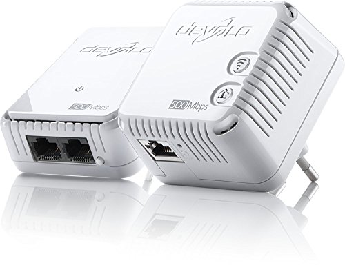 devolo dLAN 500 WiFi Starter Kit Powerline (1x dLAN 500 WiFi Powerline Adapter, 1x dLAN 500 duo Powerline Adapter, 1x Netzwerk Kabel (2m), PLC Netzwerkadapter, WLAN Steckdose, WiFi Booster) weiß von Devolo