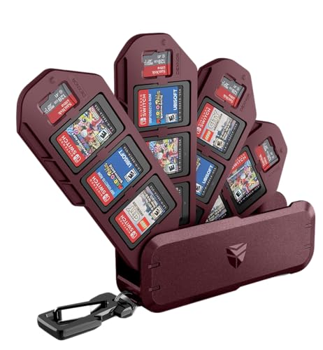 Dexnor 16 Gitter Switch Game Card Case Halter Kompatibel mit Nintendo Switch Game Cards,Tragbare Hülle Exquisite Schutzhülle Hartcase Mit Drehbarem 4 Lagen Halter - Red von Dexnor