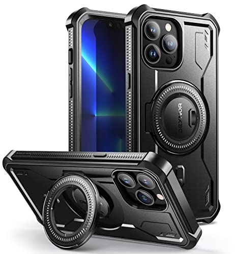 Dexnor Kompatibel mit iPhone 13 Pro Max Hülle [Eingebauter Displayschutz und Kickstand], Heavy Duty Military Grade Schutz Stoßfeste Schutzhülle Kompatibel mit iPhone 13 Pro Max - Schwarz von Dexnor