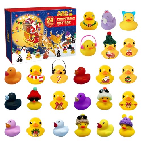 Gummiente Adventskalender 2024, 24 Tage Weihnachten Gummiente Adventskalender, Badespielzeug aus Gummiente 24 Tage Weihnachts Countdown Kalender, Weihnachts Countdown Adventskalender Ornamente von Dfstvup