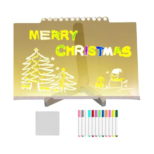 LED-Notiztafel mit 12 Farben, LED-Zeichenbrett für Kinder, LED-Notiztafel mit Farben, trocken abwischbar, beleuchtet, für Schule, Café, Zuhause, Büro von Dgayaeic