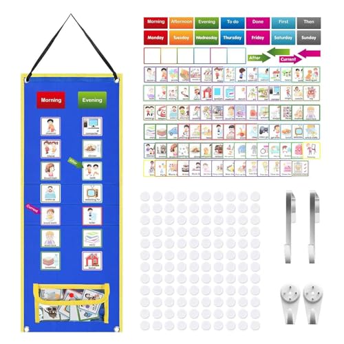 Visual Timetable, Daily Routine Chart Children Planner, Chart Visual Now & Next Board Learning Aids Tool With Picture Cards, Routine Responsibility Board Portable Reward Charts For Children Behaviour von Dgayaeic