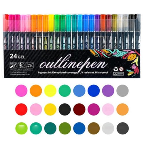 Dgkdek -Konturmarker, Schimmernder Stift, Glitzerndes Gelstift-Set, Hervorragender Tintenfluss, Gleichmäßiges Schreiben Auf Allen Oberflächen, Erzeugt Umwerfende Effekte, Die Nicht Verschmieren Oder von Dgkdek